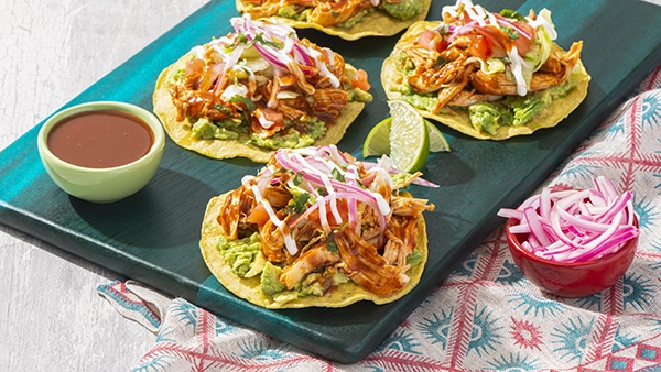 Smoked Chipotle Chicken Tostadas